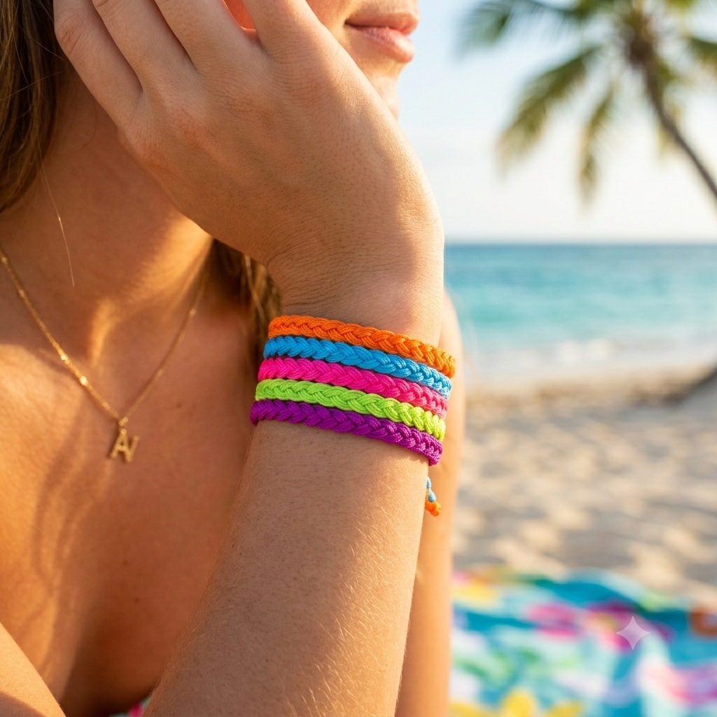 Neon Triple Strand Braided Bracelet