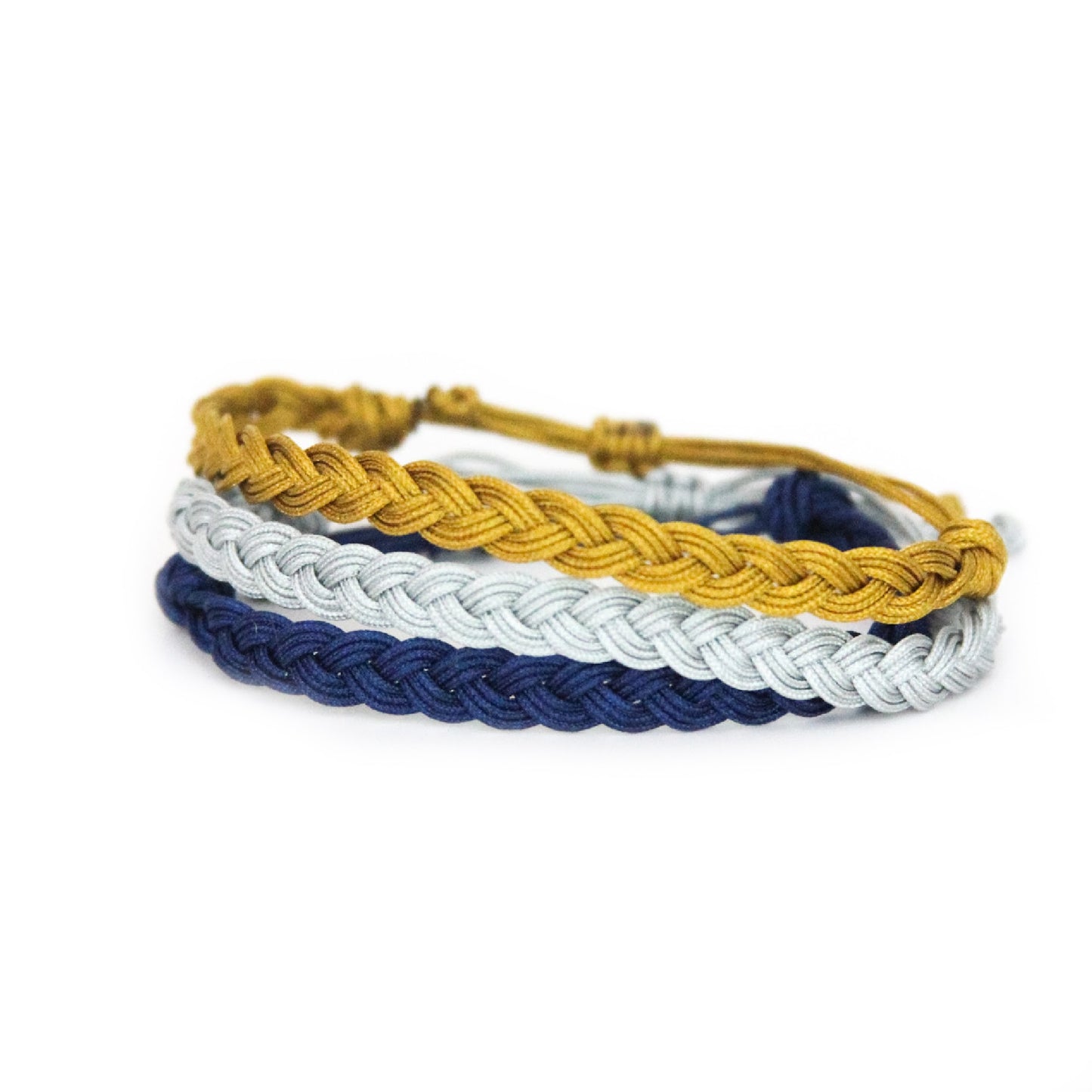 Dark Blue, Gray, and Bronze Wizard House Braided Bracelet Set