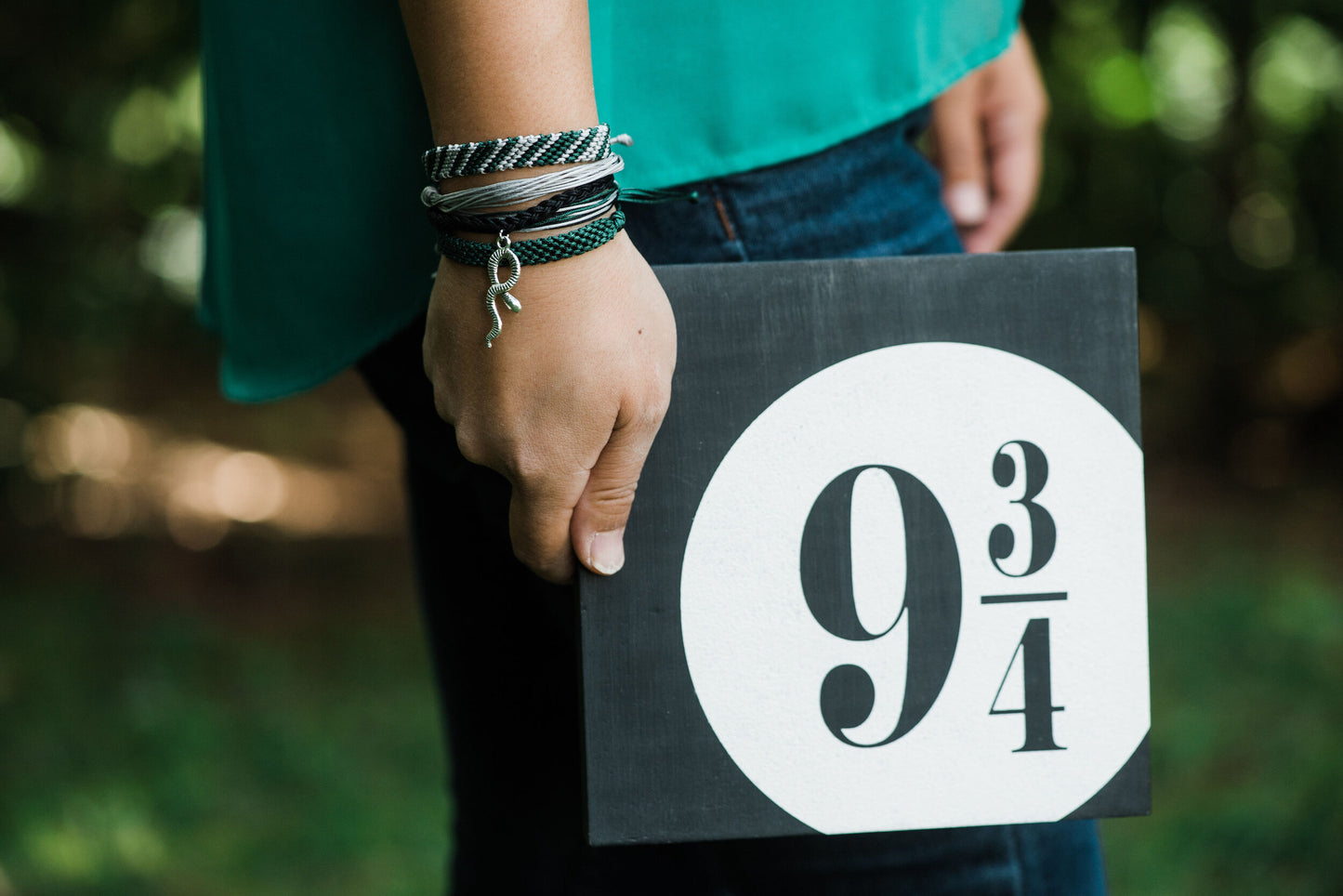 Dark Green, Gray, and Black Wizard House Bracelet Set