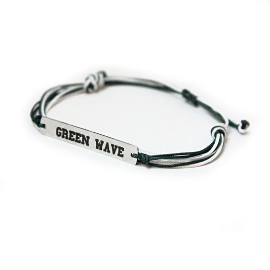 Green Wave Bar Charm Bracelet