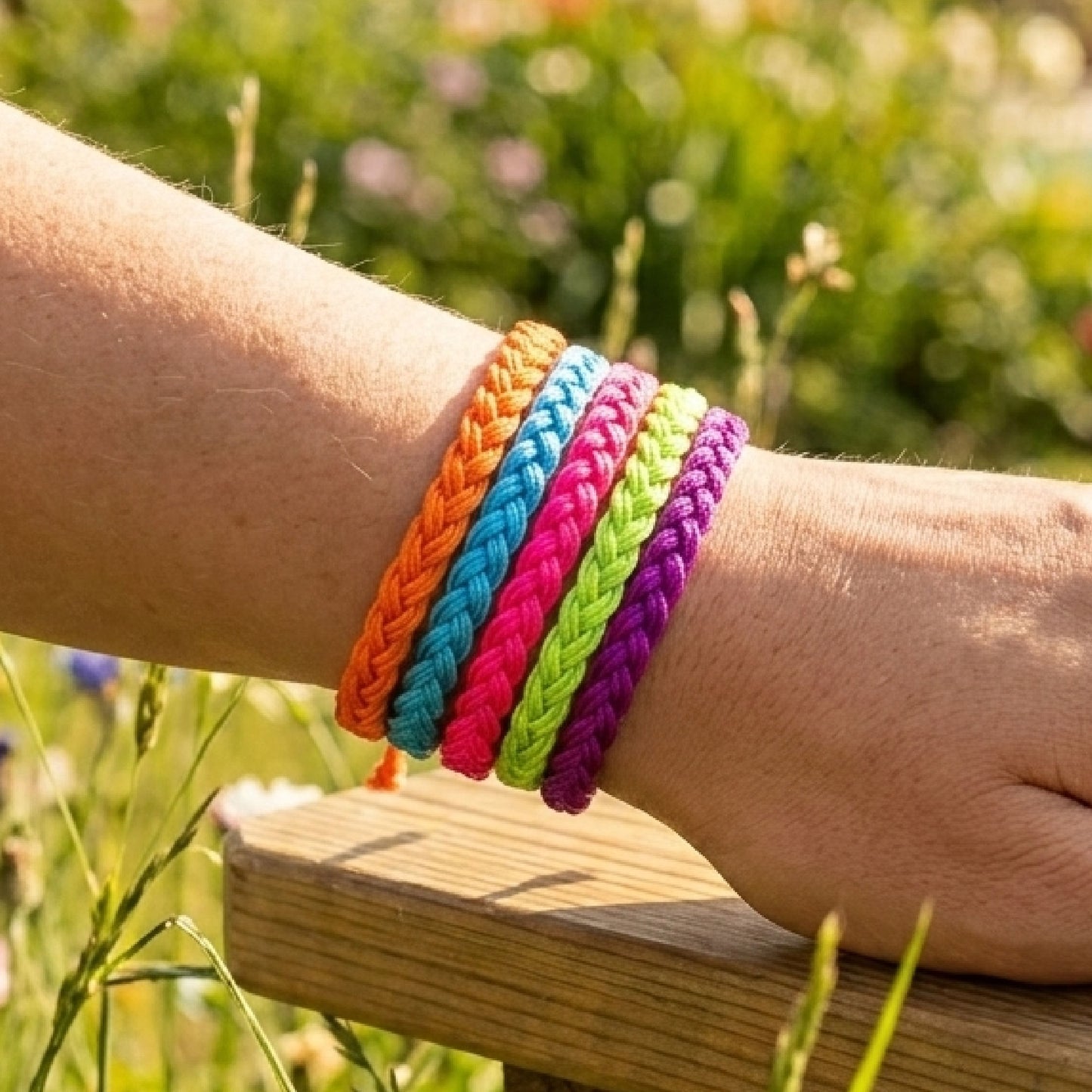 Neon Triple Strand Braided Bracelet