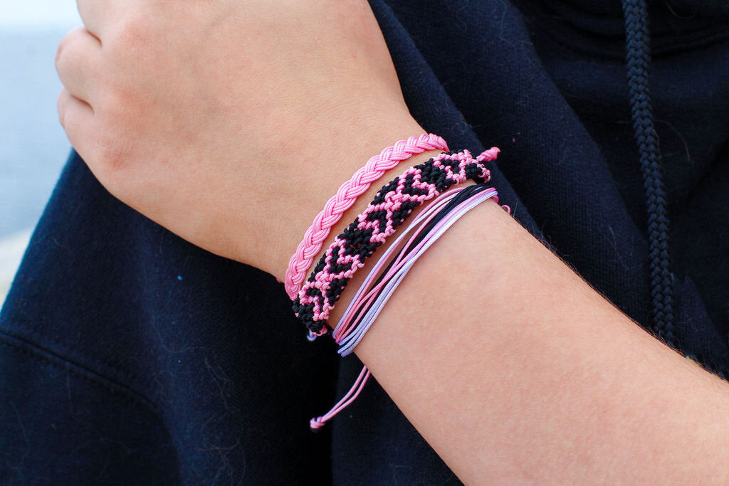 Magical Girl Mouse Bracelet Set - Pink, Black, and White